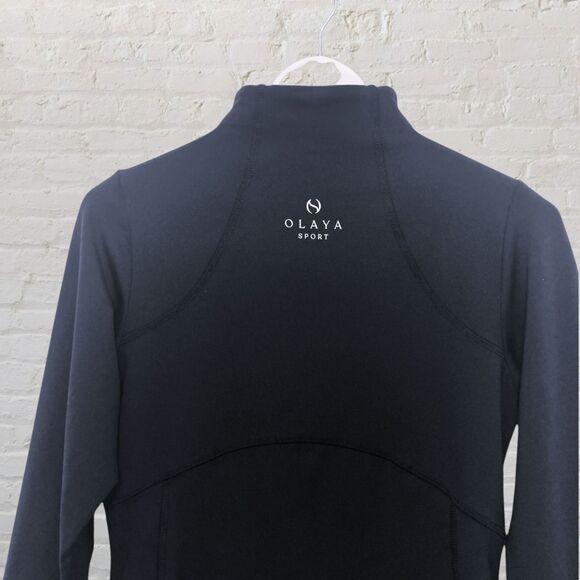 Olaya Sport Billy Jacket L Zip Front Thumb Holes Moisture Wicking Black - Picture 6 of 15
